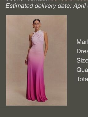 Meshki Pink Ombre Twist-Neck Maxi Dress